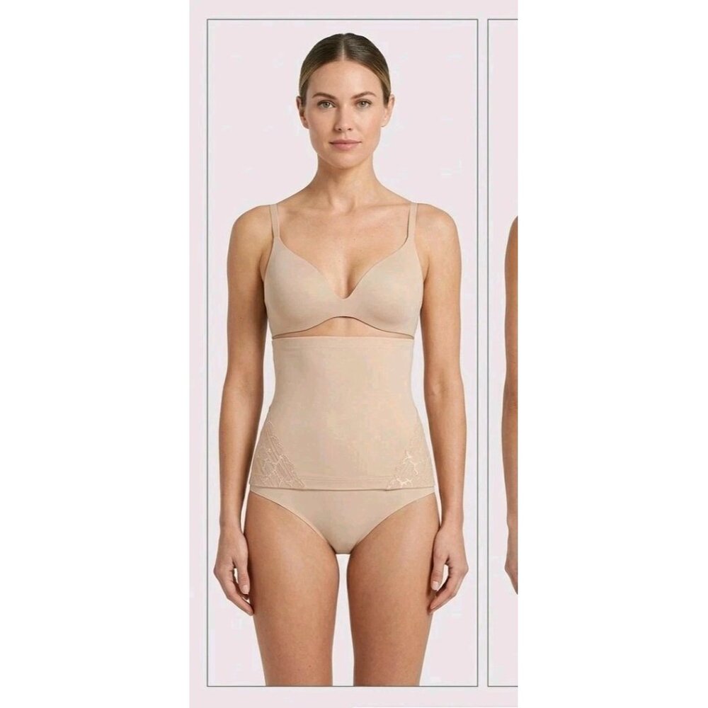 Assets Spanx Red Hot Label 10071R Luxe & Lean Lace Waist Cincher Nude Medium M